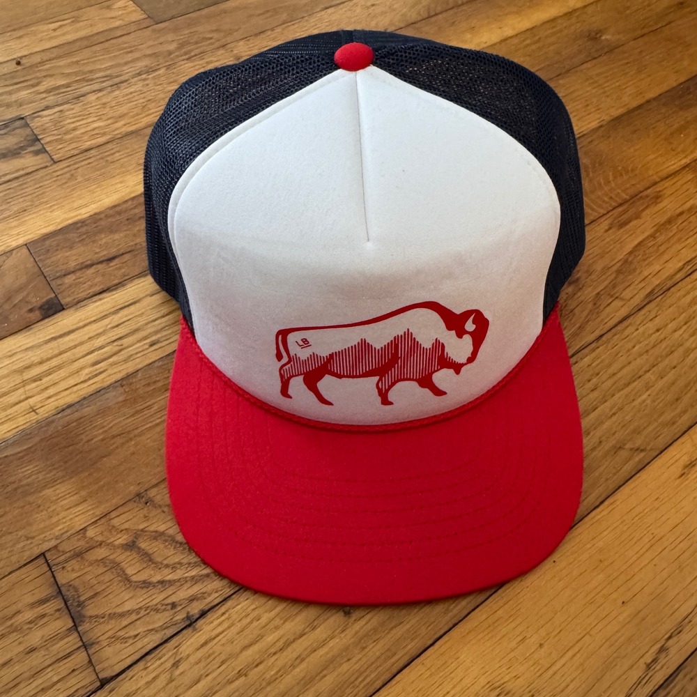 Richardson 113 Trucker Hat Red White Blue‎ Buffalo Bison Mountain Snapback Cap